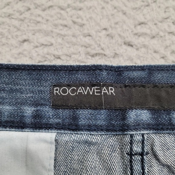 Rocawear Shorts Mens 42 Blue Denim Baggy 90s Y2k Hip Hop Distressed Casual Skate - Picture 12 of 15